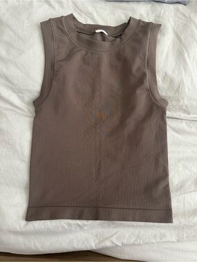 Athleta Ribbed Sleeveless Tank Top - Taupe
